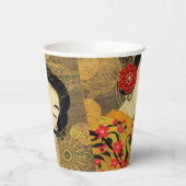 Aziatische schoonheid papieren bekers (Achterkant)