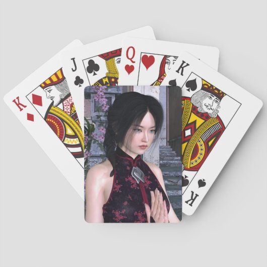 Aziatische schoonheid pokerkaarten (Achterkant)