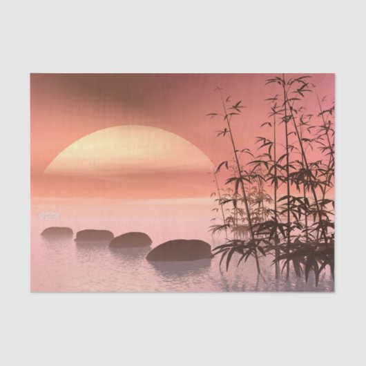 Aziatische stappen naar de zon - 3D rendering Tissuepapier (Voorkant)