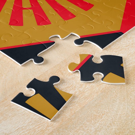 Aziatische stijl bloemenzeshoekig patroon legpuzzel (Zijkant)