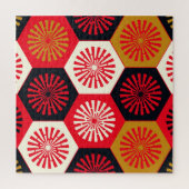 Aziatische stijl bloemenzeshoekig patroon legpuzzel (Verticaal)