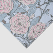 Aziatische stijl roze lelies en Rozen op blauw Tissuepapier (Detail)