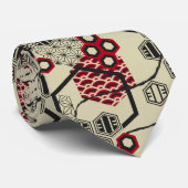 Aziatische stijlhexagon rood en zwart patroon stropdas (Opgerold)