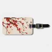 Aziatische stijlschilderende pruimelbloesem in het bagagelabel (Voorkant horizontaal)