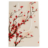 Aziatische stijlschilderende pruimelbloesem in het medium cadeauzakje (Achterkant)