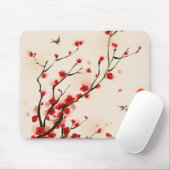 Aziatische stijlschilderende pruimelbloesem in het muismat (Met muis)