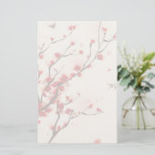 Aziatische stijlschilders, bloesem in het voorjaar briefpapier (Staand voorkant)