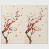 Aziatische stijlschilders, bloesem in het voorjaar cadeaupapier (Vlak)