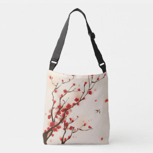 Aziatische stijlschilders, bloesem in het voorjaar crossbody tas