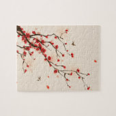 Aziatische stijlschilders, bloesem in het voorjaar legpuzzel (Horizontaal)