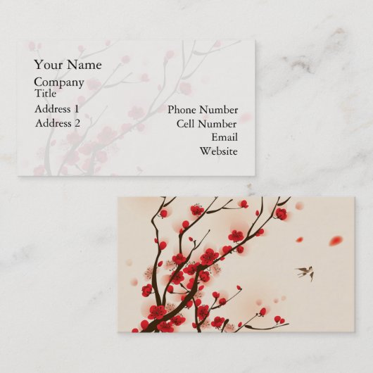 Aziatische stijlschilders, bloesem in het voorjaar visitekaartje (Voorkant / Achterkant)