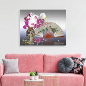 Aziatische stillevens, orchideeën, ventilatoren en canvas afdruk (Insitu (Woonkamer))