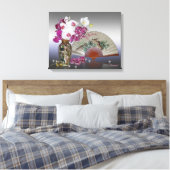 Aziatische stillevens, orchideeën, ventilatoren en canvas afdruk (Insitu (Slaapkamer))