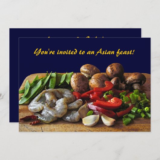 Aziatische Stir Fry-uitnodiging Kaart (Voorkant / Achterkant)