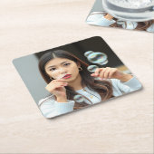 Aziatische Student Blowing Bubbles Onderzetter Set (Schuin)