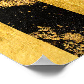 Aziatische Symbool Goud Zwarte Strepen Wandkunst Poster (Hoek)