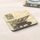 Aziatische tapijt met Bowl- en Drakenontwerp Bier Onderzetter (Linkerzijde)