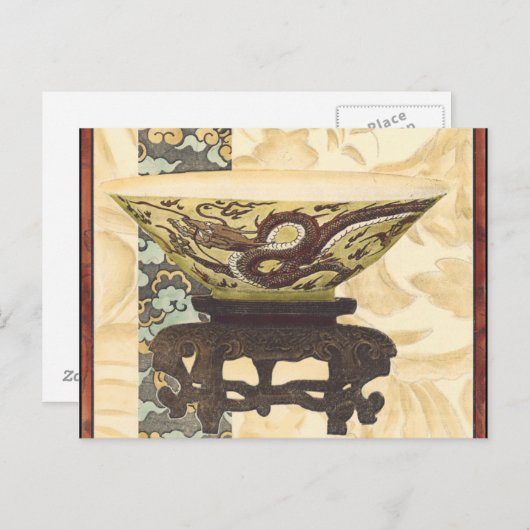 Aziatische tapijt met Bowl- en Drakenontwerp Briefkaart (Voorkant / Achterkant)