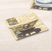 Aziatische tapijt met Bowl- en Drakenontwerp Kartonnen Onderzetters (Schuin)