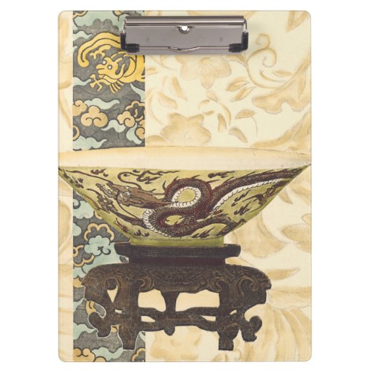 Aziatische tapijt met Bowl- en Drakenontwerp Klembord (Voorkant)