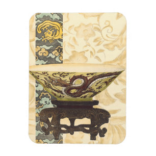 Aziatische tapijt met Bowl- en Drakenontwerp Magneet