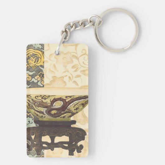 Aziatische tapijt met Bowl- en Drakenontwerp Sleutelhanger (achterkant)