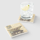 Aziatische tapijt met Bowl- en Drakenontwerp Stenen Onderzetter (Zijkant)