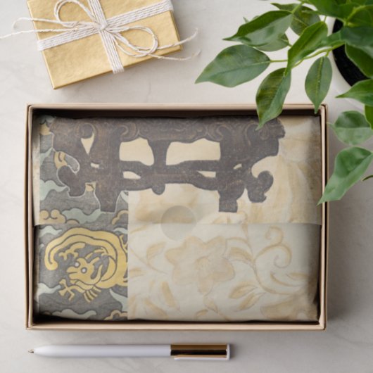 Aziatische tapijt met Bowl- en Drakenontwerp Tissuepapier (Geschenk)