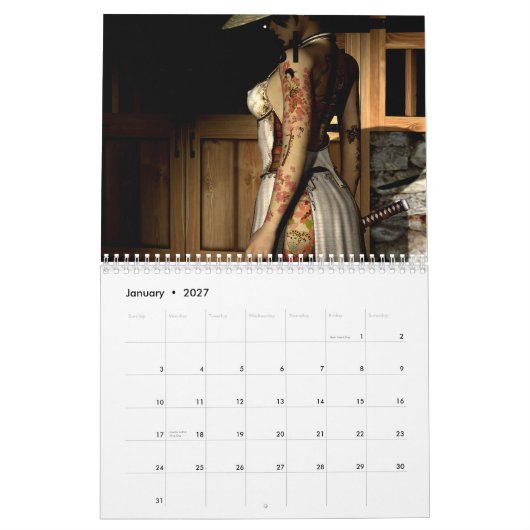 Aziatische Tattoo, test Kalender (Jan 2027)