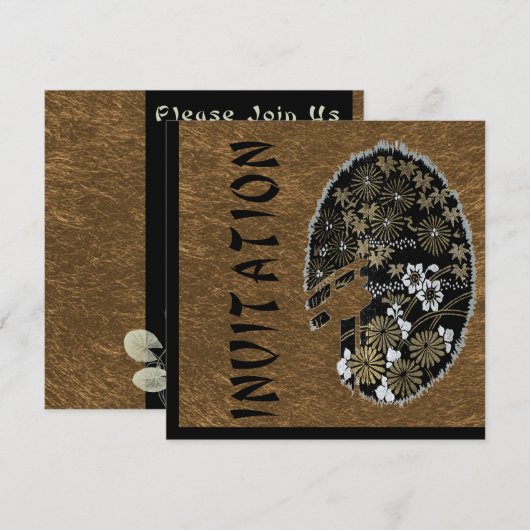 Aziatische Tea Garden Party Gold en Black Kaart (Voorkant / Achterkant)