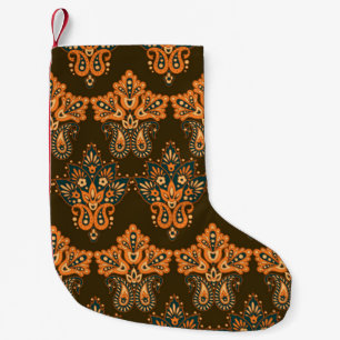 Aziatische Textiel Paisley: Bloemen Illustratie Kleine Kerstsok