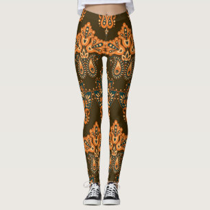 Aziatische Textiel Paisley: Bloemen Illustratie Leggings
