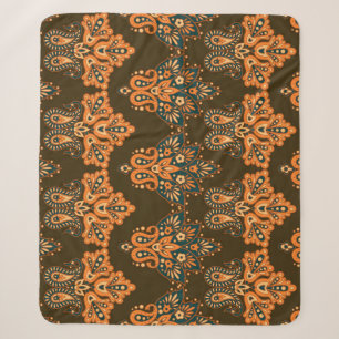 Aziatische Textiel Paisley: Bloemen Illustratie Sherpa Deken