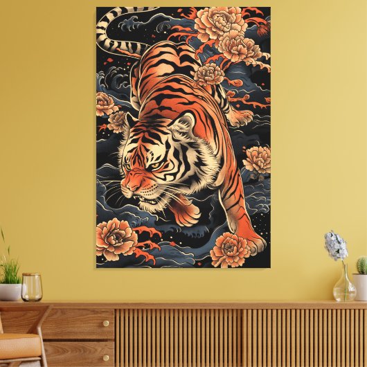 Aziatische tijger canvas afdruk (Insitu (Woonkamer))