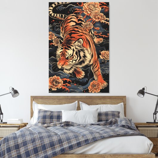 Aziatische tijger canvas afdruk (Insitu (Slaapkamer))