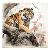 Aziatische tijger traditionele schilderij foto afdruk (Voorkant)