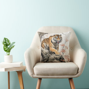 Aziatische tijger traditionele schilderij kussen