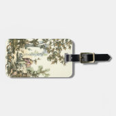 Aziatische tuin met vrouw en dieren bagagelabel (Voorkant horizontaal)