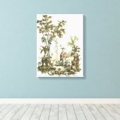 Aziatische tuin met vrouw en dieren canvas afdruk (Insitu (Houten vloer))