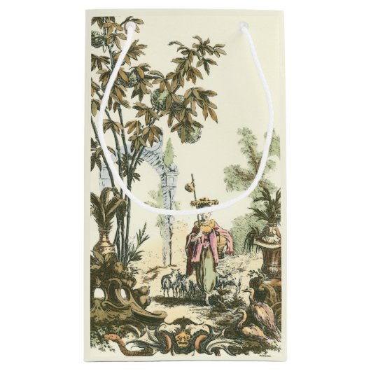 Aziatische tuin met vrouw en dieren klein cadeauzakje (Achterkant)