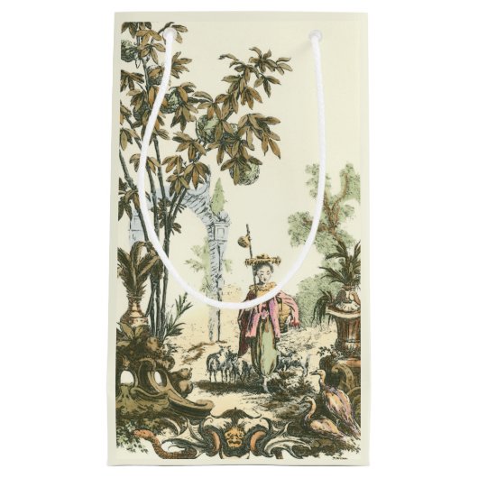 Aziatische tuin met vrouw en dieren klein cadeauzakje (Voorkant)