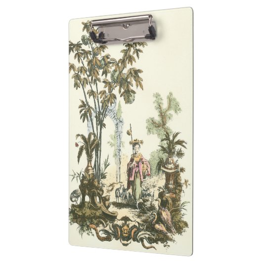 Aziatische tuin met vrouw en dieren klembord (Links)