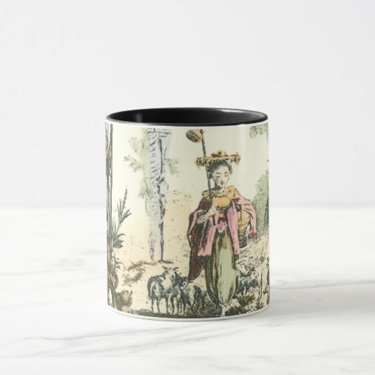 Aziatische tuin met vrouw en dieren mok (Midden)