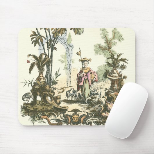 Aziatische tuin met vrouw en dieren muismat (Met muis)