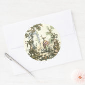 Aziatische tuin met vrouw en dieren ronde sticker (Envelop)