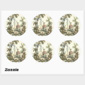 Aziatische tuin met vrouw en dieren ronde sticker (Vel)