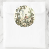 Aziatische tuin met vrouw en dieren ronde sticker (Tas)