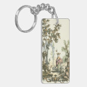 Aziatische tuin met vrouw en dieren sleutelhanger (Voorkant Links)