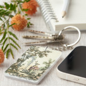 Aziatische tuin met vrouw en dieren sleutelhanger (Voorkant Rechts)