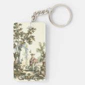 Aziatische tuin met vrouw en dieren sleutelhanger (achterkant)